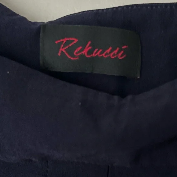 Rekucci Women’s Navy Capri Pants W/Button Detail Size 14 - Picture 3 of 7